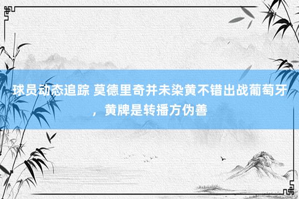 球员动态追踪 莫德里奇并未染黄不错出战葡萄牙，黄牌是转播方伪善