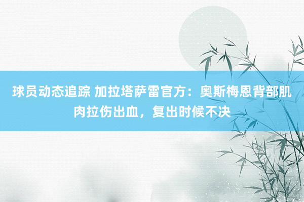 球员动态追踪 加拉塔萨雷官方：奥斯梅恩背部肌肉拉伤出血，复出时候不决