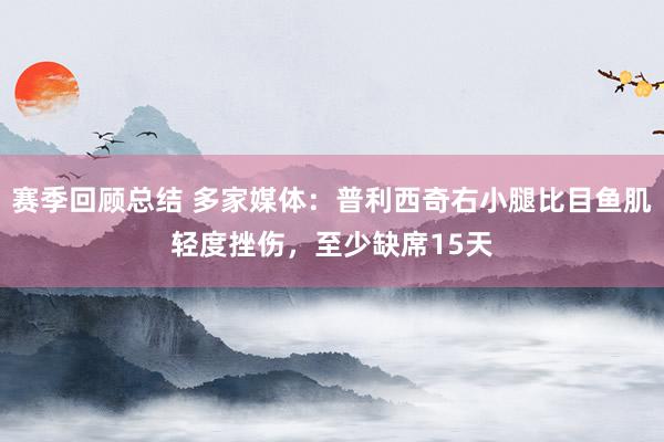 赛季回顾总结 多家媒体：普利西奇右小腿比目鱼肌轻度挫伤，至少缺席15天