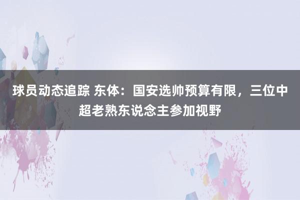 球员动态追踪 东体：国安选帅预算有限，三位中超老熟东说念主参加视野