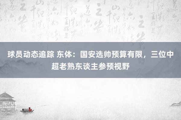 球员动态追踪 东体：国安选帅预算有限，三位中超老熟东谈主参预视野