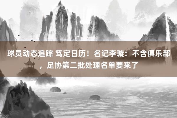 球员动态追踪 笃定日历！名记李璇：不含俱乐部，足协第二批处理名单要来了